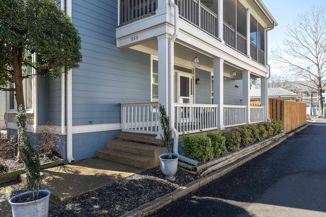 entrance to property with a porch