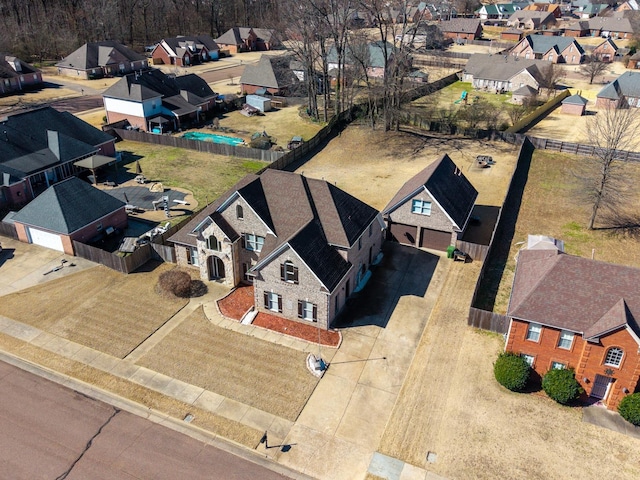 bird's eye view with a residential view