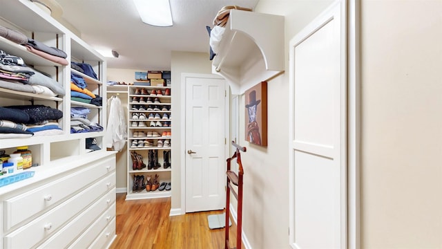 walk in closet featuring light wood-style floors