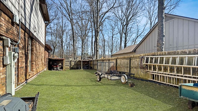 view of yard featuring a fenced backyard