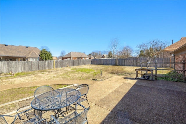 view of yard with a patio area and a fenced backyard