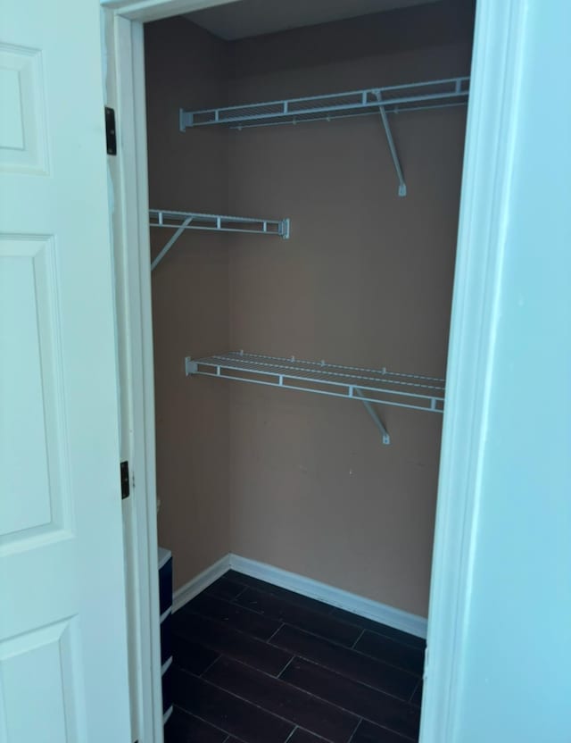 spacious closet with wood finish floors