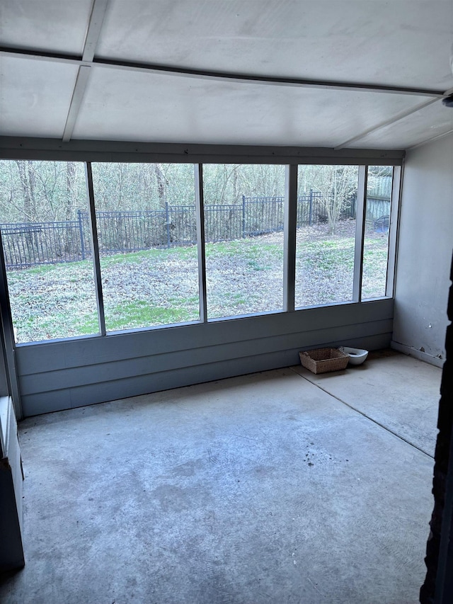 view of unfurnished sunroom