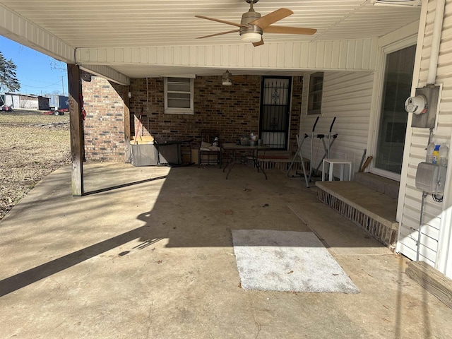 view of patio with ceiling fan