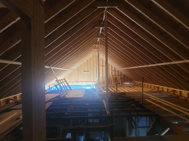 view of unfinished attic