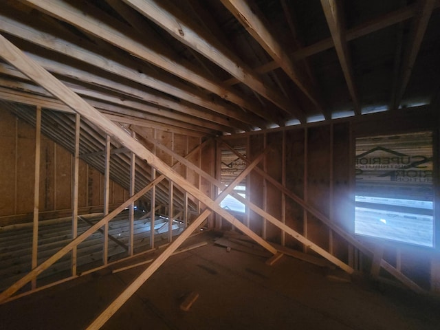 view of unfinished attic