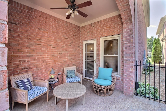 view of patio with ceiling fan