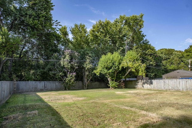 view of yard with a fenced backyard