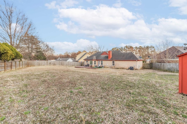 view of yard with a fenced backyard