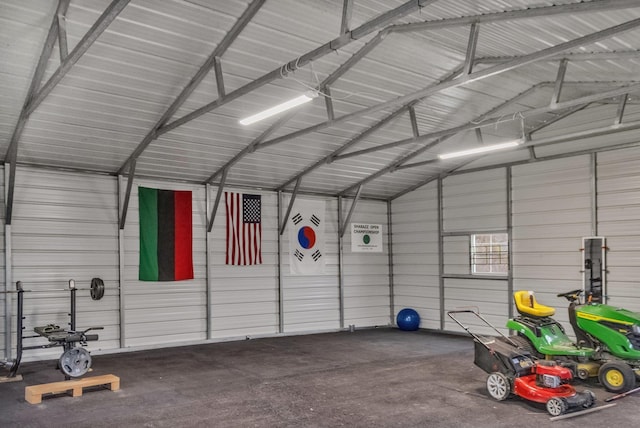 garage featuring metal wall