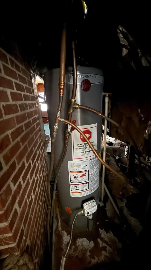 utility room with gas water heater