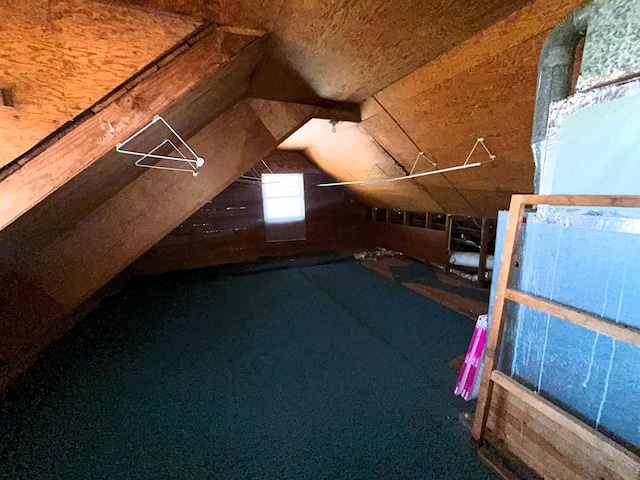 view of unfinished attic