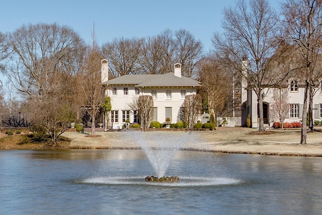 exterior space featuring a water view