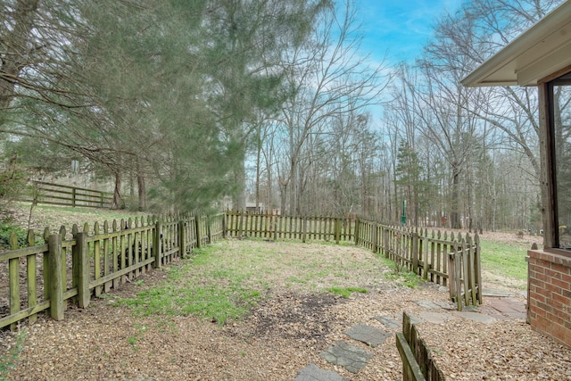 view of yard with a fenced backyard