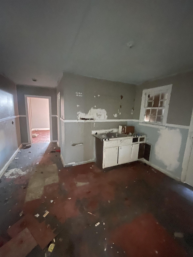 kitchen with white cabinets