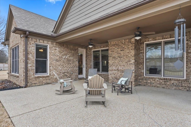 view of patio / terrace with ceiling fan