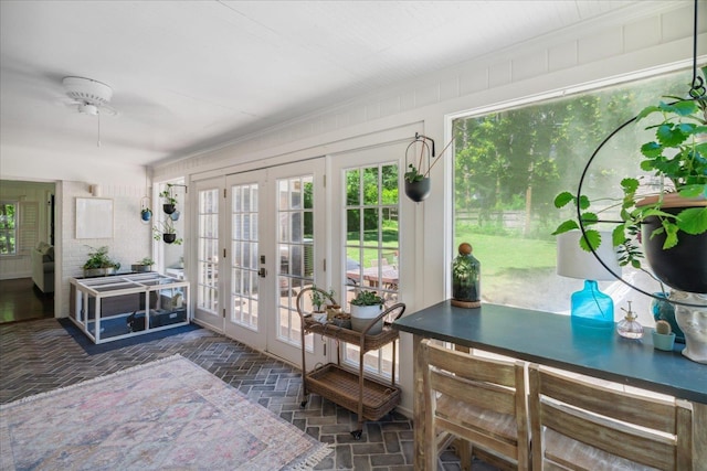 sunroom with french doors