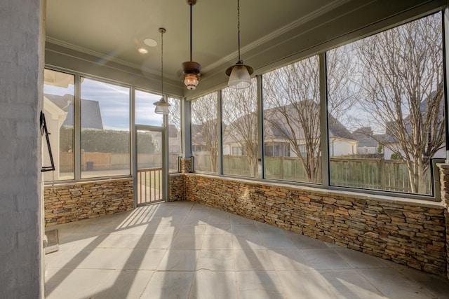 view of unfurnished sunroom