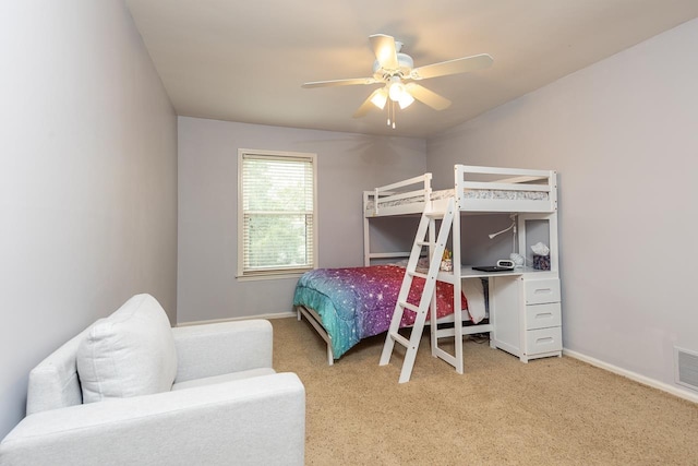 bedroom with carpet flooring, visible vents, and baseboards