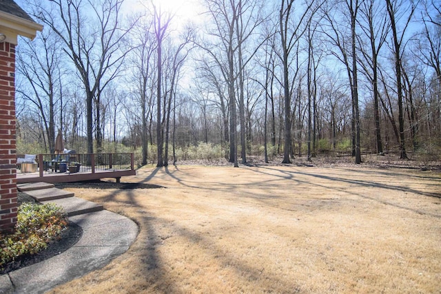 view of yard with a deck