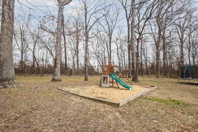 community playground with a trampoline