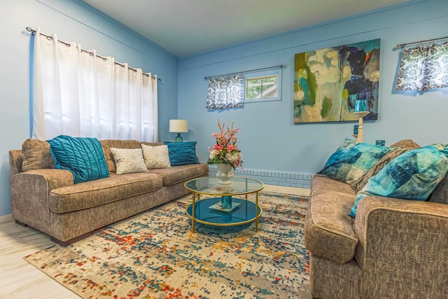 living room with wood finished floors