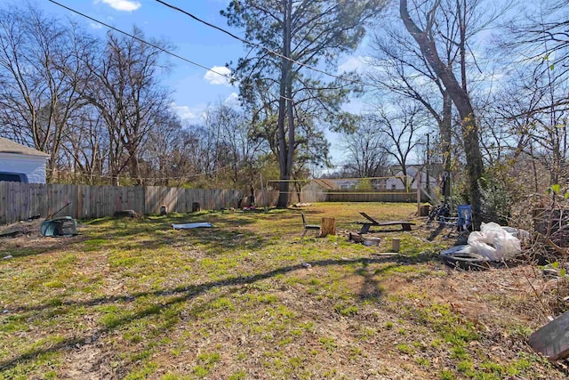 view of yard with fence