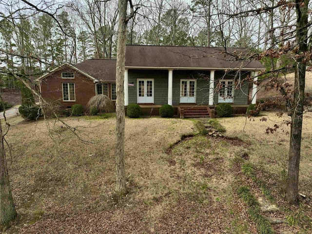 ranch-style house with french doors