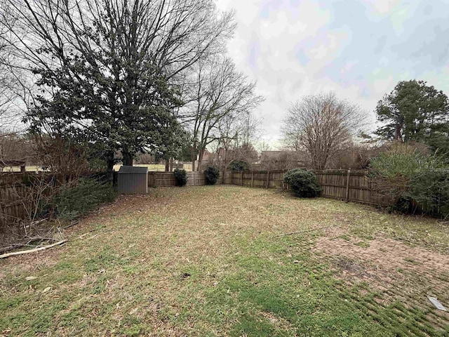 view of yard with a fenced backyard