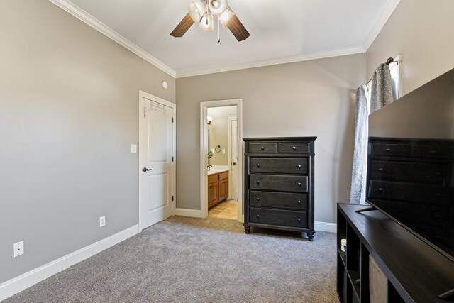 14029 Knightsbridge Ln, Olive Branch, MS 38654 - bedroom with light carpet, crown molding, and baseboards