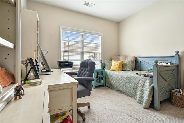 bedroom with carpet flooring and visible vents