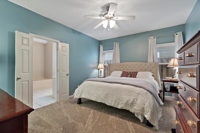 bedroom featuring a ceiling fan and carpet flooring