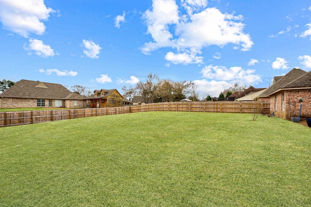 view of yard featuring a fenced backyard