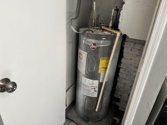 utility room featuring water heater