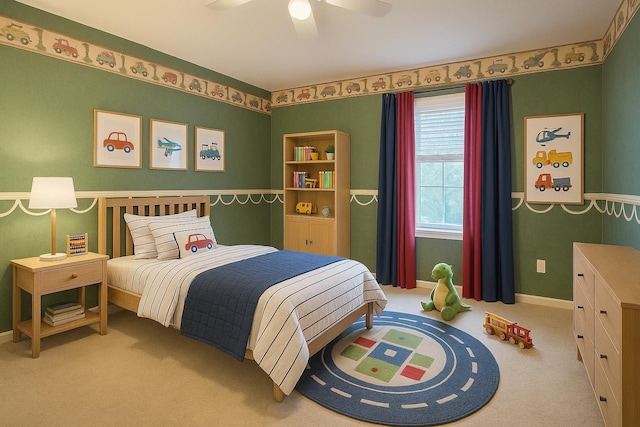 8955 Buckstone Cv, Memphis, TN 38018 - bedroom featuring carpet, baseboards, and a ceiling fan