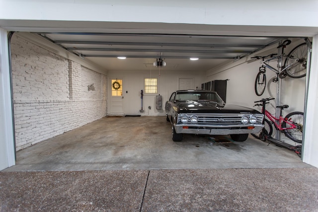 garage with a garage door opener