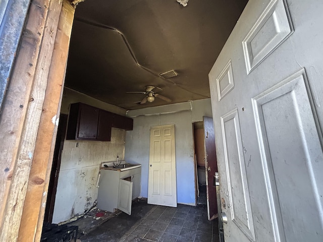 kitchen featuring a sink and ceiling fan