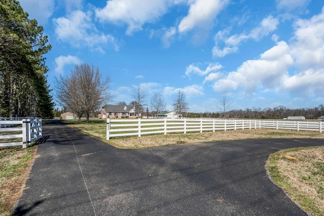 view of road featuring a rural view and driveway