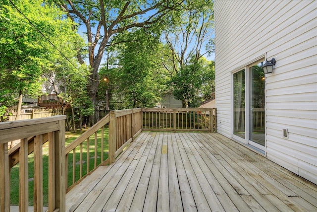 wooden deck featuring fence