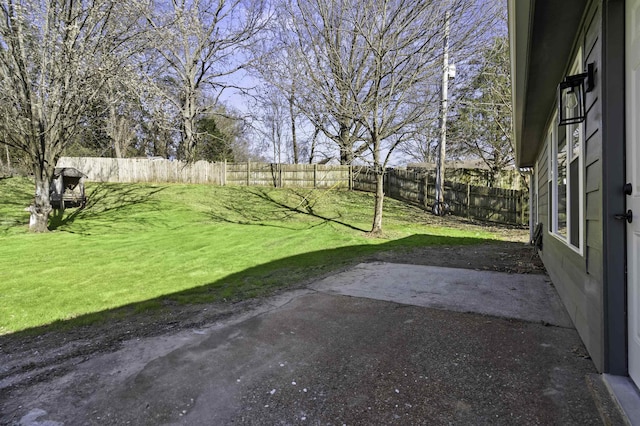 view of yard featuring a fenced backyard