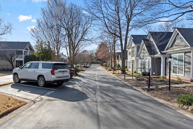 view of street featuring a residential view