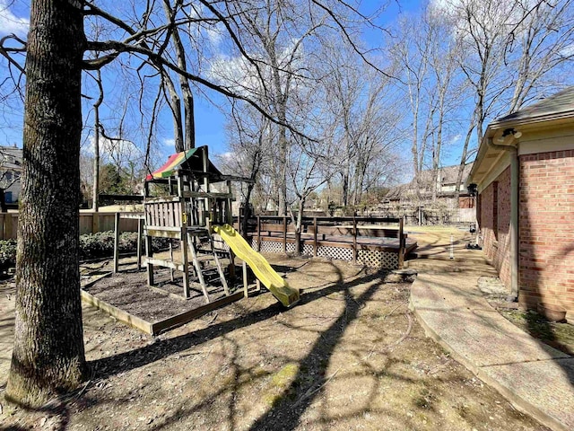 community play area featuring fence