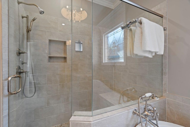 bathroom with a tile shower