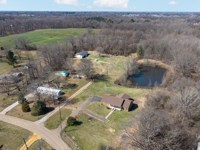 birds eye view of property with a rural view and a water view