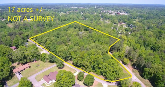 aerial view with a forest view