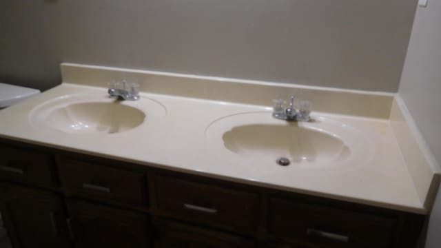 bathroom featuring double vanity and a sink