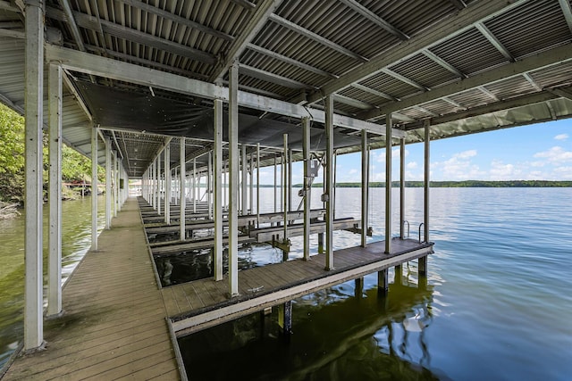 view of dock featuring a water view