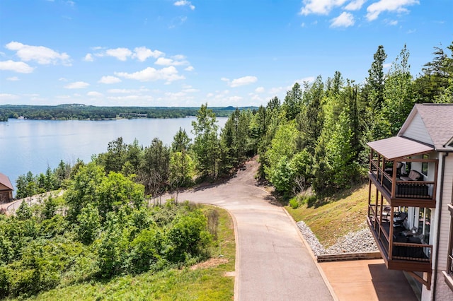 property view of water with a view of trees