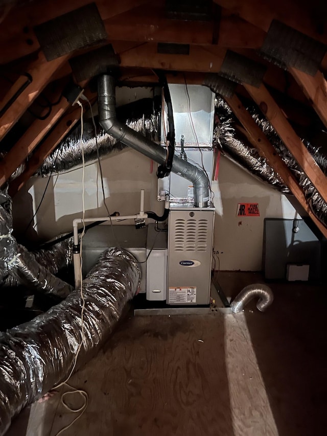 view of unfinished attic