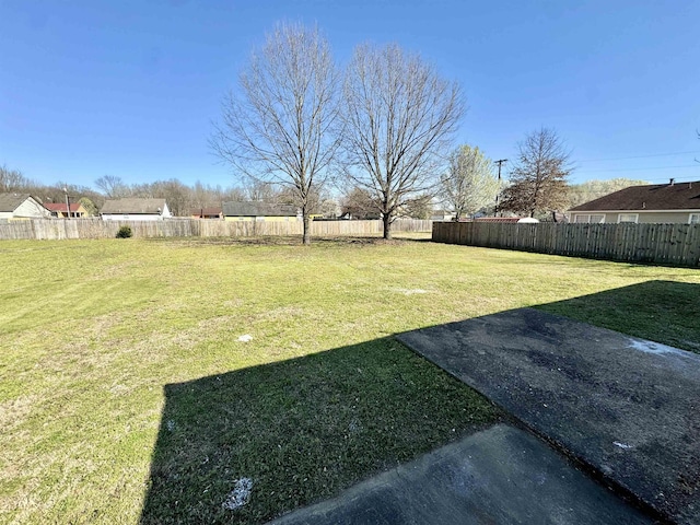 view of yard featuring a fenced backyard